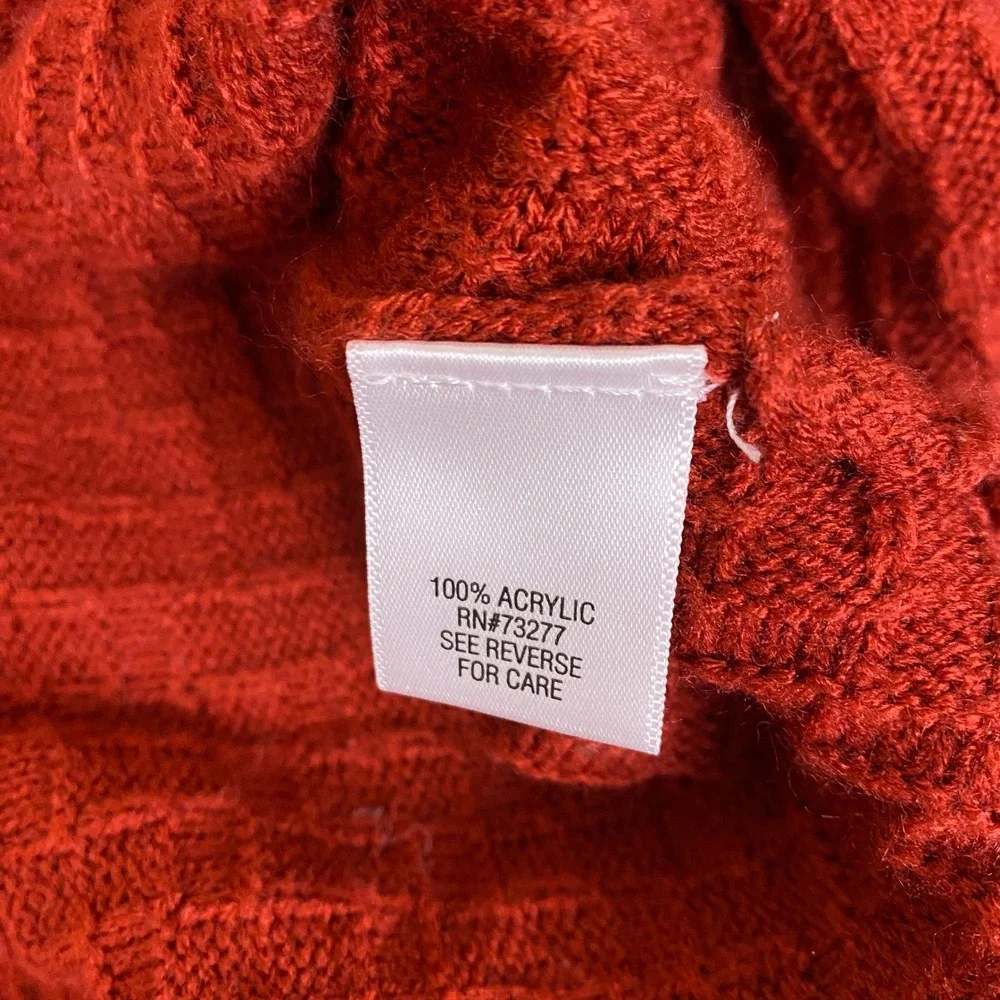 Croft & Barrow Sweater‎ Women's Plus 1X Orange Basket Weave 3/4 Sleeve Buttons *